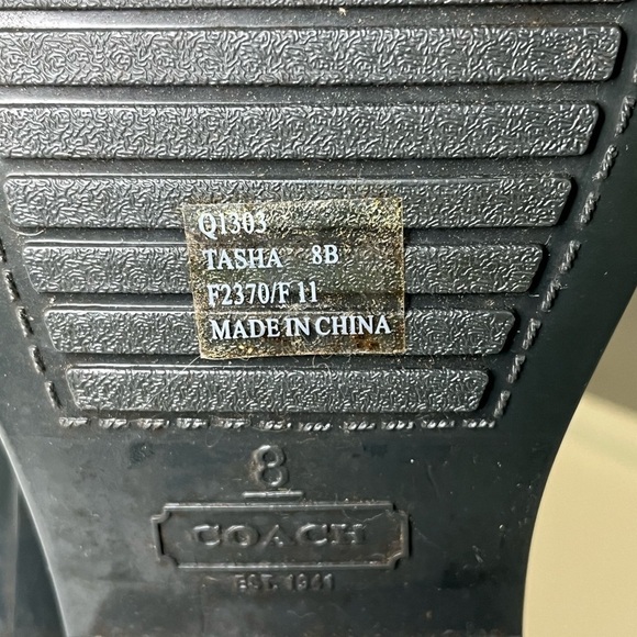 Coach Tasha Shiney Finish GraphiteTall Rubber Rain Boots - Picture 10 of 11